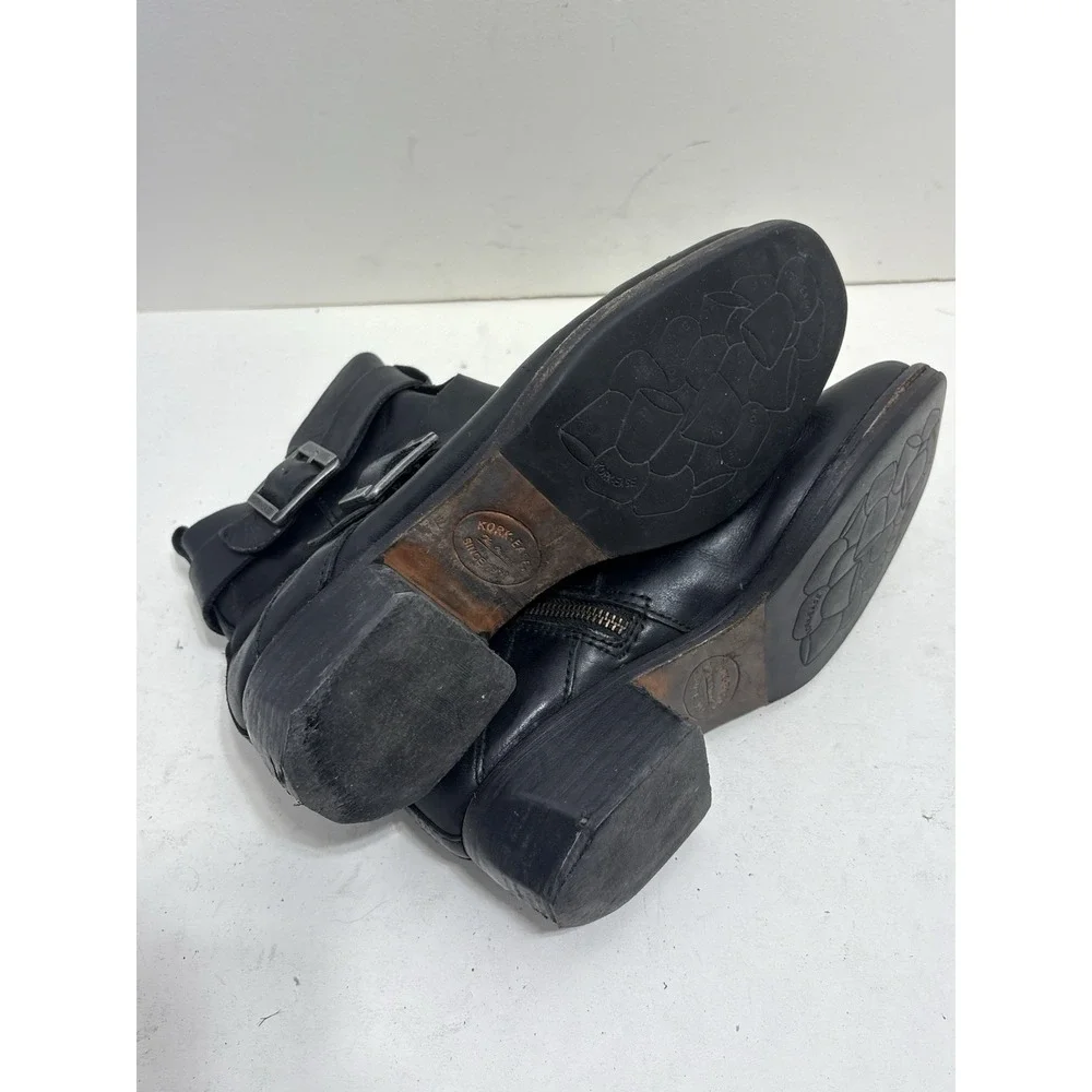 Kork-Ease boots Women's Black 8M Buckle‎ Side Zip Ankle Moto